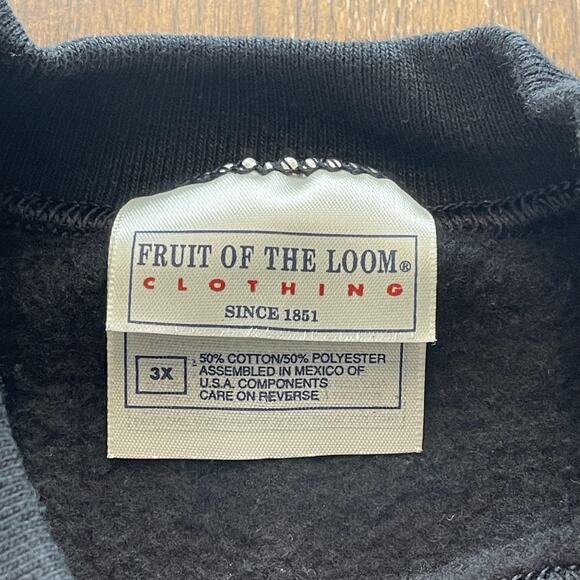 Fruit of the Loom Sweatshirt Mens 3XL Black Crewneck Raglan Fleece Pullover - Picture 5 of 7